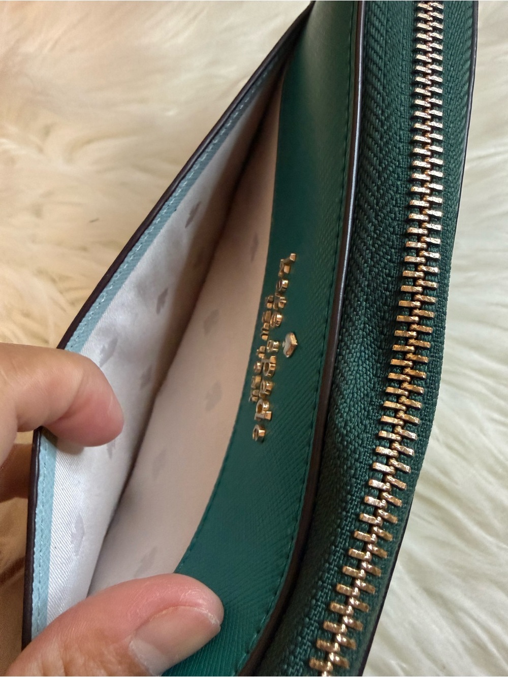 Kate Spade New York Two-Tone Teal and Light Blue Zip Wallet - Picture 8 of 13